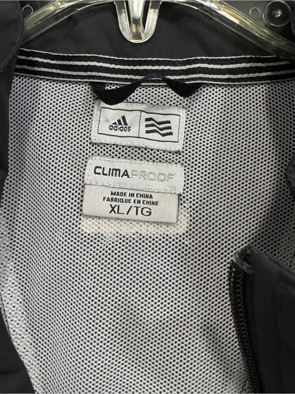 adidas Black Men's Lightweight Windbreaker with Reflective Trim; size XL